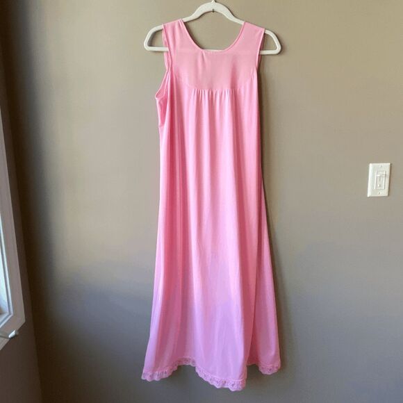 VTG 50s 60s Sheer Pink Chemise Nightgown Lace Trim Pinup Lingerie M - Picture 2 of 12